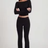 Vevina Modal Mid-Rise Flared Trousers in Black