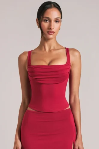 Veya Square-Neck Top  in Cherry Red