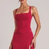 Veya Square-Neck Top  in Cherry Red