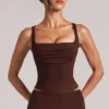 Veya Square-Neck Top  in Chocolate Brown