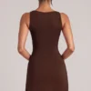 Veya Square-Neck Top  in Chocolate Brown