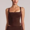 Veya Square-Neck Top  in Chocolate Brown