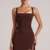 Veya Square-Neck Top  in Chocolate Brown
