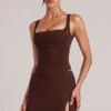 Veya Square-Neck Top  in Chocolate Brown