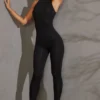 Vida Racer Neck Jumpsuit in Black