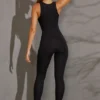 Vida Racer Neck Jumpsuit in Black