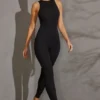 Vida Racer Neck Jumpsuit in Black