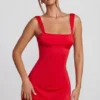 Violetta Tie Up Back Mini Dress in Red