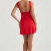 Violetta Tie Up Back Mini Dress in Red