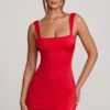 Violetta Tie Up Back Mini Dress in Red