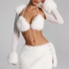 Vira Faux Fur-Trim Bolero in White