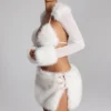 Vira Faux Fur-Trim Bolero in White