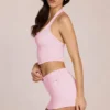 Virella Denim Low-Rise Skort in Blossom Pink