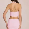 Virella Denim Low-Rise Skort in Blossom Pink