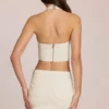 Virella Denim Low-Rise Skort in Ivory