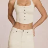 Virella Denim Low-Rise Skort in Ivory