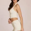 Virella Denim Low-Rise Skort in Ivory