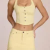 Virella Denim Low-Rise Skort in Lemon Yellow
