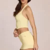 Virella Denim Low-Rise Skort in Lemon Yellow