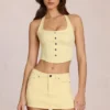 Virella Denim Low-Rise Skort in Lemon Yellow