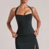 Vita Longline Halterneck Top  in Black