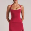 Vita Longline Halterneck Top  in Cherry Red