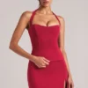 Vita Longline Halterneck Top  in Cherry Red