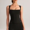 Vivee Modal Square-Neck Top in Black