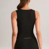 Vivee Modal Square-Neck Top in Black