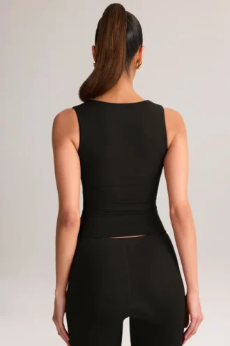 Vivee Modal Square-Neck Top in Black