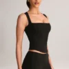 Vivee Modal Square-Neck Top in Black