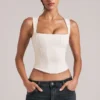 Vivee Modal Square-Neck Top in Ivory