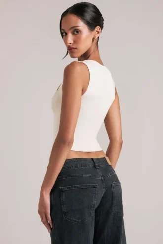 Vivee Modal Square-Neck Top in Ivory