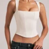 Vivee Modal Square-Neck Top in Ivory