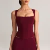 Vivee Modal Square-Neck Top in Wine