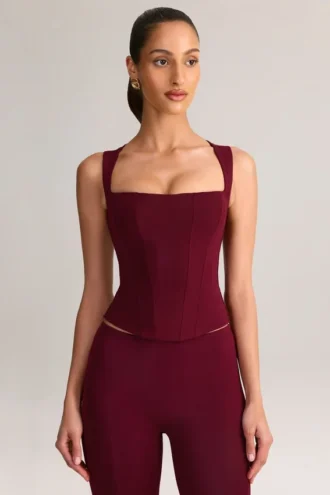 Vivee Modal Square-Neck Top in Wine