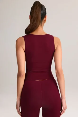 Vivee Modal Square-Neck Top in Wine
