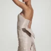 Viviana Satin Bow-Detail Strapless Mini Dress in Ivory
