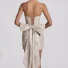 Viviana Satin Bow-Detail Strapless Mini Dress in Ivory
