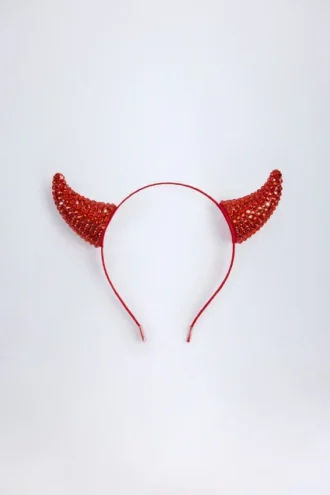 Vixena Devil Horns Headband in Fire Red