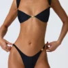 Volute Embellished Cheeky Bikini Bottoms in Black