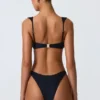 Volute Embellished Cheeky Bikini Bottoms in Black
