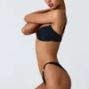 Volute Embellished Cheeky Bikini Bottoms in Black