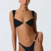 Volute Embellished Cheeky Bikini Bottoms in Black