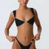 Volute Embellished Cheeky Bikini Bottoms in Black