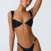 Volute Embellished Cheeky Bikini Bottoms in Black