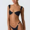 Volute Embellished Cheeky Bikini Bottoms in Black