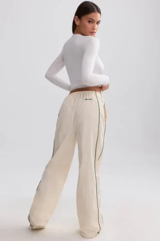 Water-Repellent Wide-Leg Track Pants in Marble