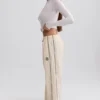 Water-Repellent Wide-Leg Track Pants in Marble
