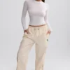 Water-Repellent Wide-Leg Track Pants in Marble